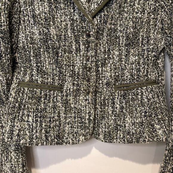 Allen Schwartz Women's Jacket Tweed Blazer Green Lined Collared Size 6 Suit Work - Picture 10 of 10